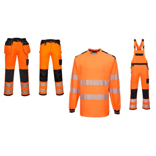 Ubranie robocze koszulka z długim rękawem+spodnie do pasa/ spodnie z kieszeniami kaburowymi/ ogrodniczki PW3 PORTWEST (T185, PW340, T501, PW344)